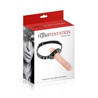 Кляп с двойным фаллоимитатором Fetish Tentation Double Penis Gag Flesh