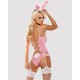 Эротический костюм зайки Obsessive Bunny suit 4 pcs costume pink S/M, розовый, топ с подвязками, тру