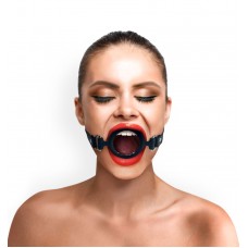 Кляп-расширитель силиконовое кольцо Art of Sex – Gag Ring, черный, натуральная кожа
