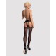 Чулки-стокинги с растительным рисунком Obsessive Garter stockings S206 black S/M/L черные, имитация