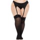 Чулки Leg Avenue Lace top opaque thigh highs Black 1X/2X