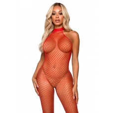 Еротичний сітчастий бодістокінг Leg Avenue Racer neck bodystocking Red