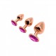 Металлическая анальная пробка Wooomy Tralalo Rose Gold Metal Plug Magenta L, диаметр 4 см, длина 9 с