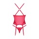 Прозрачный корсет Obsessive Lacelove corset M/L Red, кружево, подвязки для чулок