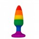 Силіконова анальна пробка Wooomy Hiperloo Silicone Rainbow Plug M, діаметр 2,9 см, довжина 11 см