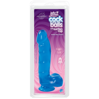 Фаллоимитатор Doc Johnson Jelly Jewels Cock & Balls Blue, диаметр 3,6см, антибактериальный ПВХ