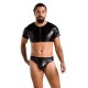 Комплект чоловічої білизни під латекс Passion 057 SET PETER XXL/XXXL Black, кроп-топ, стринги