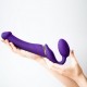 Безремневой страпон с вибрацией Strap-On-Me Vibrating Violet M диаметр 3,3см, пульт ДУ, регулируемый