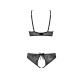 Комплект: бра, трусики с ажурным декором и открытым шагом Passion URSULA SET L/XL, black