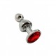 Металлическая анальна пробка Wooomy Lollypop Double Ball Metal Plug Red S диаметр 2,8см, длина 8,5см