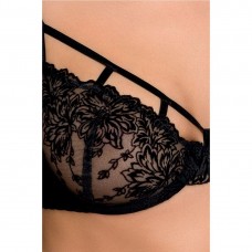 Комплект белья Passion Exclusive HAYA SET XXL/XXXL, black стринги, лиф, пояс для чулок
