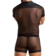 Комплект сетчатого мужского белья Passion 052 SET MICHAEL XXL/XXXL black, рубашка, боксеры, заклепки