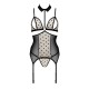 Корсет с открытой грудью Passion DOMINICA CORSET XXL/XXXL beige, пажи для чулок, стринги