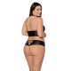 Комплект з екошкіри Passion NANACY BIKINI 4XL/5XL black, бра та трусики з імітацією шнурівки