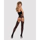 Бодістокінг Obsessive Bodystocking G310 S/M/L, топ, панчохи, підв’язки, круглі вирізи