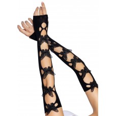 Мітенки Leg Avenue Butterfly applique arm warmers Black, метелики