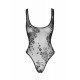 Боди Noir Handmade F242 Tulle body with patterned flock embroidery - XL