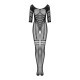Сетчатый бодистокинг с имитацией подвязок Obsessive Bodystocking G329 S/M/L, black, с доступом