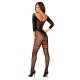 Сітчастий бодістокінг з імітацією підв’язок Obsessive Bodystocking G329 S/M/L, black, з доступом