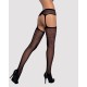 Сітчасті панчохи-стокінги з квітковим малюнком Obsessive Garter stockings S207 XL/XL, чорні, імітаці