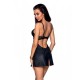 Бэби-долл из эко-кожи и кружева Passion LOONA CHEMISE S/M, black