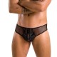Мужские трусы со шнуровкой Passion 035 SLIP RICHARD S/M Black, экокожа, сетка