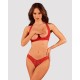 Комплект білизни Obsessive Lacelove cupless 2-pcs set XS/S Red, відкритий доступ, відкриті груди