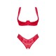 Комплект білизни Obsessive Lacelove cupless 2-pcs set XS/S Red, відкритий доступ, відкриті груди