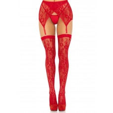 Панчохи Leg Avenue Leg Avenue Lace thigh highs & garterbelt Red One Size