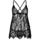 Сорочка беби-долл Leg Avenue Floral lace babydoll & string Black M, стринги