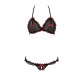 Комплект белья Passion GIANA BIKINI L/XL, black, полупрозрачные лиф и трусики с бантиками