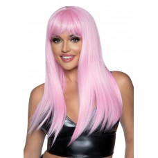 Довга рожева перука Leg Avenue Long straight bang wig Pink, гладенька, 61 см