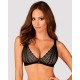 Кружевной бюстгальтер с треугольной чашкой Obsessive Estiqua bra XS/S, черный, широкие лямки