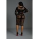 Платье-бодистокинг Moonlight Plus Model 03 XL-XXXL Black, миди, длинный рукав