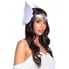 Пов’язка на голову з крилами Leg Avenue Feather headband White, пір’я та натуральна шкіра