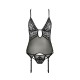 Корсет с декольте Passion ERZA CORSET L/XL, black, пажи, трусики, полупрозрачный