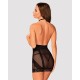 Полупрозрачная сорочка с открытой грудью Obsessive Lacrisia chemise XL/2XL, черная, с чокером