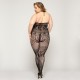 Кружевной бодистокинг JSY «Горячая Хейли» Plus Size, Black, халтер, имитация чулков, открытый доступ