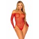 Сетчатое боди со стразами Leg Avenue Crystalized fishnet bodysuit Red One Size