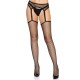 Панчохи-сітка Leg Avenue Net stockings with garter belt One size Black, пояс, підв’язки