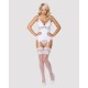 Сатиновый кружевной корсет Obsessive 810-COR-2 babydoll & thong L/XL, белый, корсет, танга