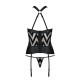Сетчатый комплект с узором, корсет, подвязки, трусики Passion HIMA CORSET XXL/XXXL, black