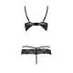 Комплект белья Passion Exclusive SARIA SET OpenBra L/XL, black, стрэпы, откртый лиф, стринги