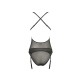 Корсет с декольте Passion ERZA CORSET S/M, black, пажи, трусики, полупрозрачный