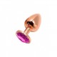 Металлическая анальная пробка Wooomy Tralalo Rose Gold Metal Plug Magenta S диаметр 2,8см, длина 7см