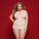 Нежный комплект белья JSY «Милая Бейли» Plus Size, White, корсет, стринги, стрепы, кружево