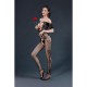 Бодистокинг с доступом Moonlight Model 10 XS-L Black, имитация шнуровки, цветочный декор, открытые п