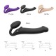 Безремневой страпон с вибрацией Strap-On-Me Vibrating Black L, диаметр 3,7см, пульт ДУ, регулируемый