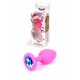 Boss Silikon Plug Jewellery Pink Small - Анальная пробка с кристаллом, 7х2.7 см (розовый с голубым)