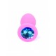 Boss Silikon Plug Jewellery Pink Small - Анальная пробка с кристаллом, 7х2.7 см (розовый с голубым)